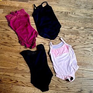 Lot of 4 dance gymnastics leotards Sodanca, Bloch, 6x/7 EUC